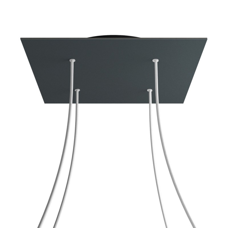 Levně creative cables Čtvercový stropní baldachýn ROSE ONE, 400 mm, 4 otvory a 4 boční otvory Barva komponentu: Antracit, Barva montury: Černá