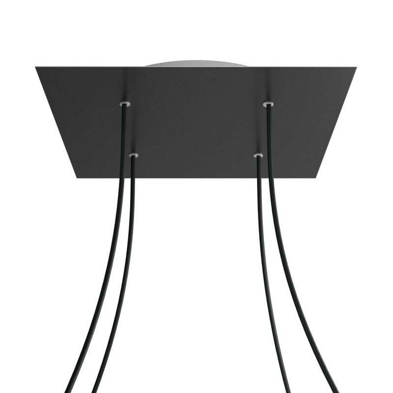 Levně creative cables Čtvercový stropní baldachýn ROSE ONE, 400 mm, 4 otvory a 4 boční otvory Barva komponentu: Matná černá, Barva montury: Bílá