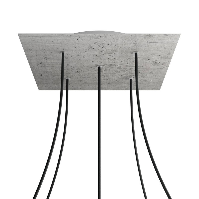 Levně creative cables Čtvercový stropní baldachýn ROSE ONE, 400 mm, 5 otvorů a 4 boční otvory Barva komponentu: Beton, Barva montury: Bílá
