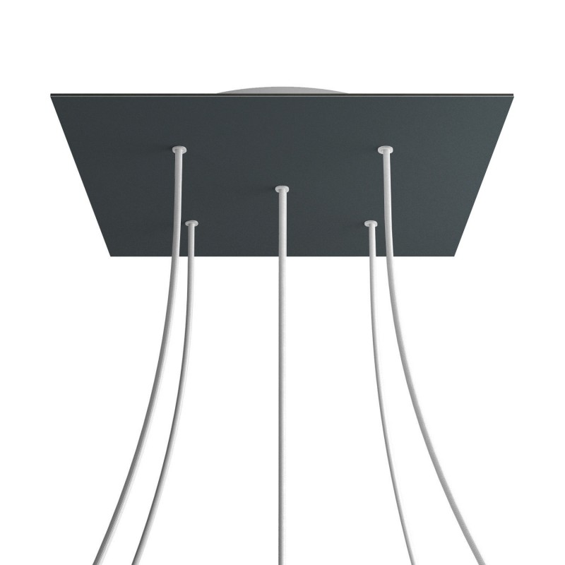 Levně creative cables Čtvercový stropní baldachýn ROSE ONE, 400 mm, 5 otvorů a 4 boční otvory Barva komponentu: Antracit, Barva montury: Bílá