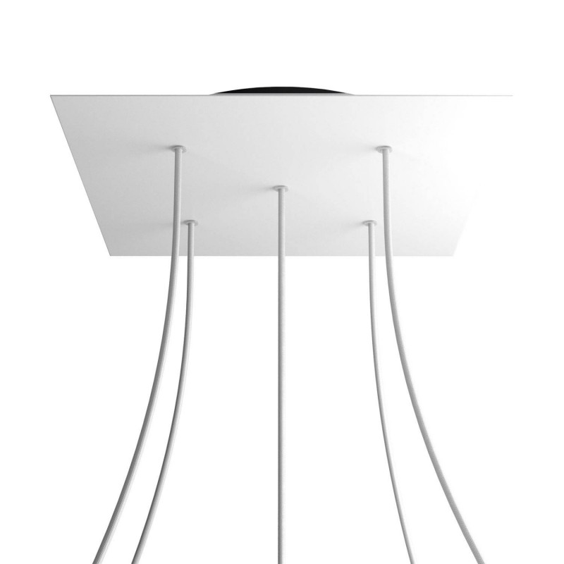 Levně creative cables Čtvercový stropní baldachýn ROSE ONE, 400 mm, 5 otvorů a 4 boční otvory Barva komponentu: Matná bílá, Barva montury: Černá