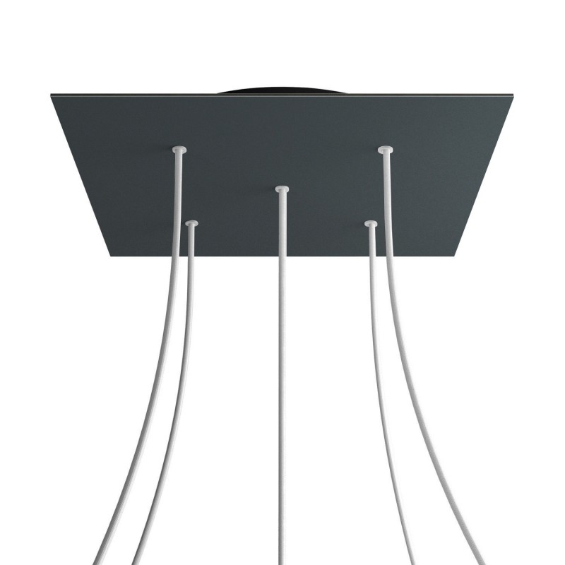 Levně creative cables Čtvercový stropní baldachýn ROSE ONE, 400 mm, 5 otvorů a 4 boční otvory Barva komponentu: Antracit, Barva montury: Černá