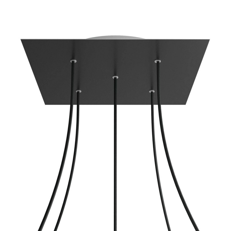 Levně creative cables Čtvercový stropní baldachýn ROSE ONE, 400 mm, 5 otvorů a 4 boční otvory Barva komponentu: Matná černá, Barva montury: Bílá
