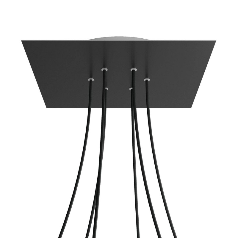 Levně creative cables Čtvercový stropní baldachýn ROSE ONE, 400 mm, 6 otvorů a 4 boční otvory Barva komponentu: Matná černá, Barva montury: Bílá