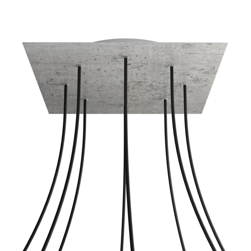 Levně creative cables Čtvercový stropní baldachýn ROSE ONE, 400 mm, 8 otvorů a 4 boční otvory Barva komponentu: Beton, Barva montury: Bílá