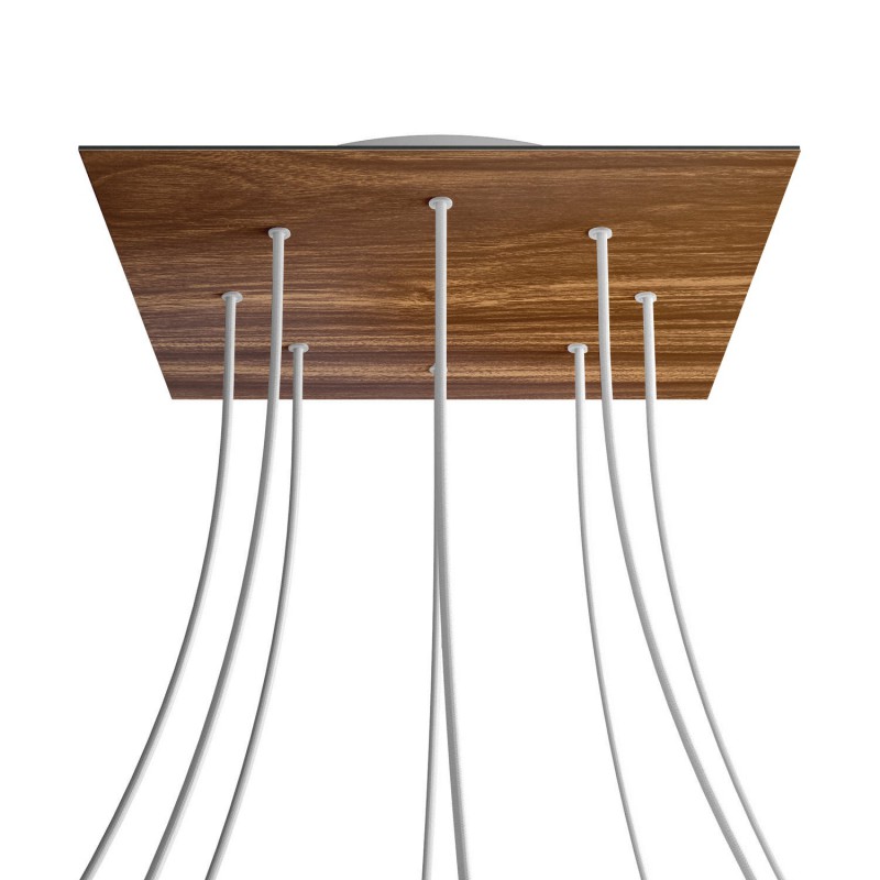 Levně creative cables Čtvercový stropní baldachýn ROSE ONE, 400 mm, 8 otvorů a 4 boční otvory Barva komponentu: Dřevo, Barva montury: Bílá