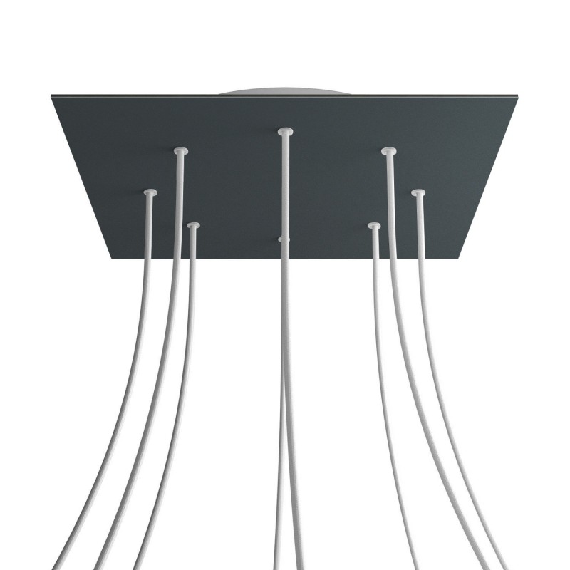 Levně creative cables Čtvercový stropní baldachýn ROSE ONE, 400 mm, 8 otvorů a 4 boční otvory Barva komponentu: Antracit, Barva montury: Bílá