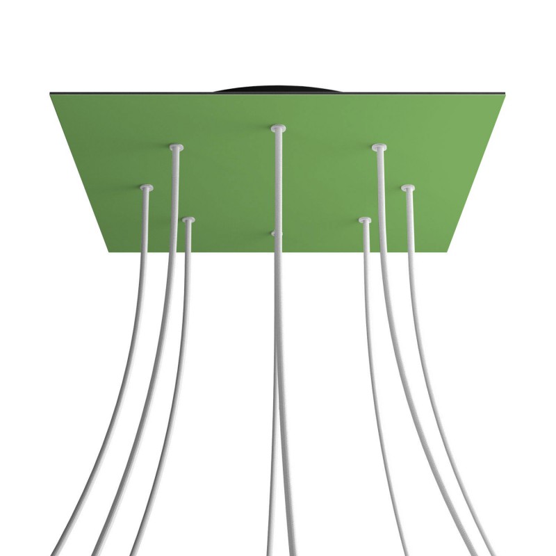 Levně creative cables Čtvercový stropní baldachýn ROSE ONE, 400 mm, 8 otvorů a 4 boční otvory Barva komponentu: Světle zelená, Barva montury: Černá