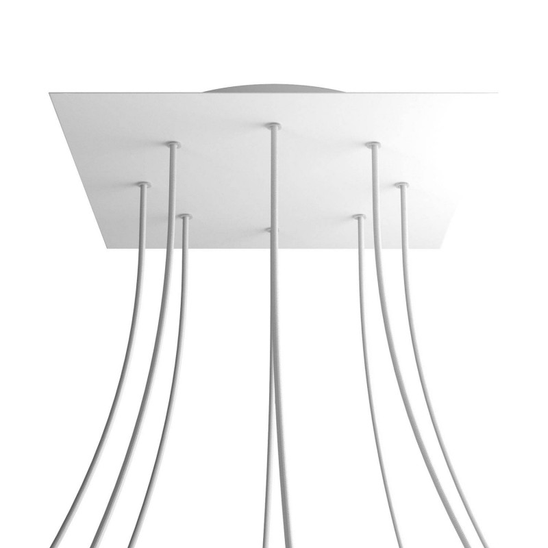 Levně creative cables Čtvercový stropní baldachýn ROSE ONE, 400 mm, 8 otvorů a 4 boční otvory Barva komponentu: Matná bílá, Barva montury: Bílá