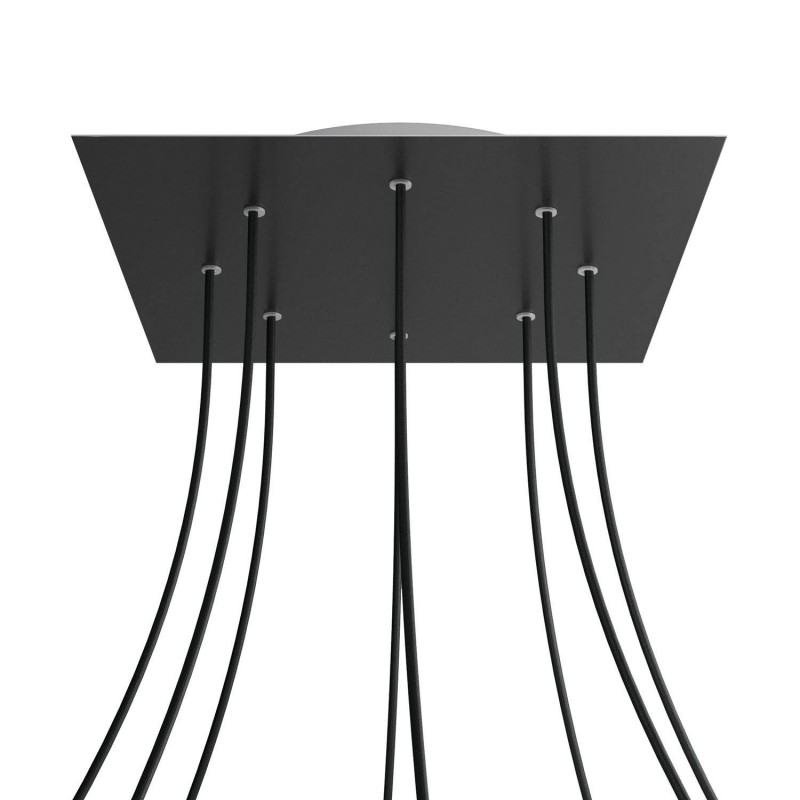 Levně creative cables Čtvercový stropní baldachýn ROSE ONE, 400 mm, 8 otvorů a 4 boční otvory Barva komponentu: Matná černá, Barva montury: Bílá