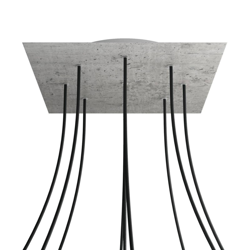 Levně creative cables Čtvercový stropní baldachýn ROSE ONE, 400 mm, 9 otvorů a 4 boční otvory Barva komponentu: Beton, Barva montury: Bílá
