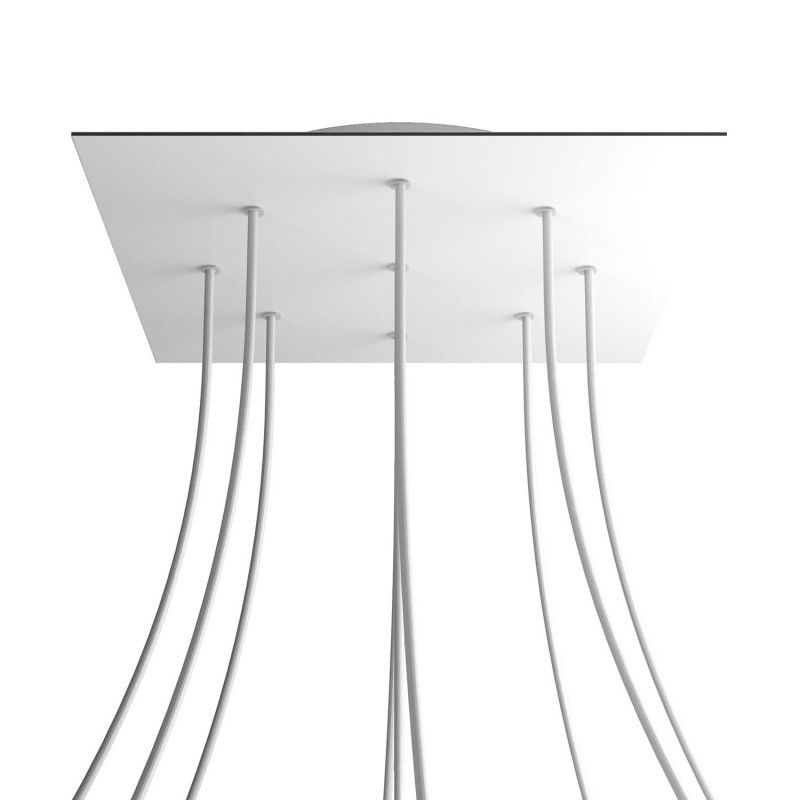 Levně creative cables Čtvercový stropní baldachýn ROSE ONE, 400 mm, 9 otvorů a 4 boční otvory Barva komponentu: Matná bílá, Barva montury: Bílá