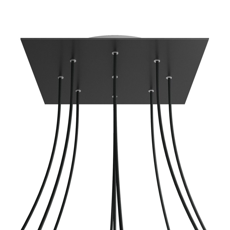 Levně creative cables Čtvercový stropní baldachýn ROSE ONE, 400 mm, 9 otvorů a 4 boční otvory Barva komponentu: Matná černá, Barva montury: Bílá