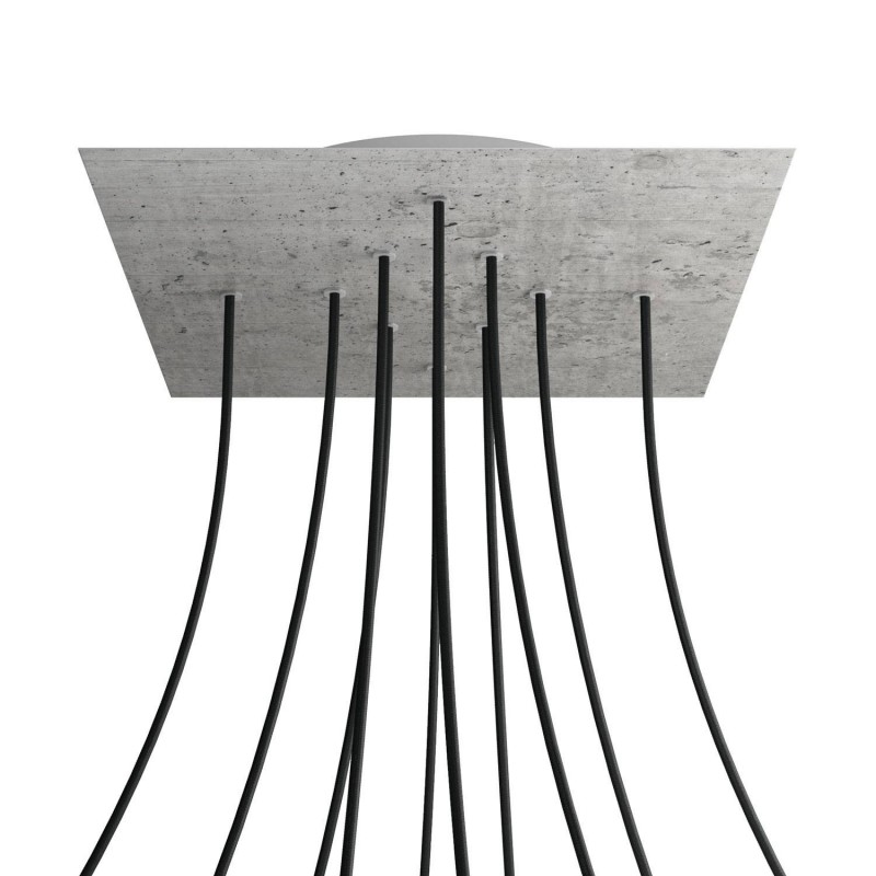 Levně creative cables Čtvercový stropní baldachýn ROSE ONE, 400 mm, 10 otvorů a 4 boční otvory Barva komponentu: Beton, Barva montury: Bílá