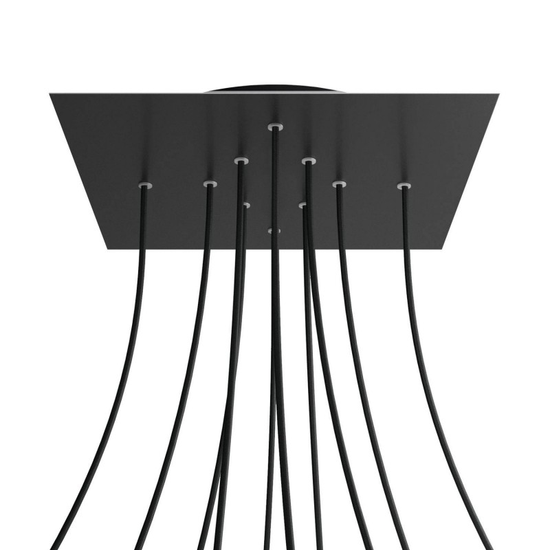 Levně creative cables Čtvercový stropní baldachýn ROSE ONE, 400 mm, 10 otvorů a 4 boční otvory Barva komponentu: Matná černá, Barva montury: Černá