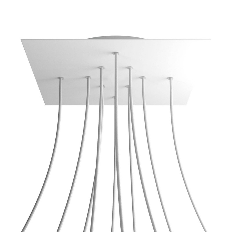 Levně creative cables Čtvercový stropní baldachýn ROSE ONE, 400 mm, 10 otvorů a 4 boční otvory Barva komponentu: Matná bílá, Barva montury: Bílá