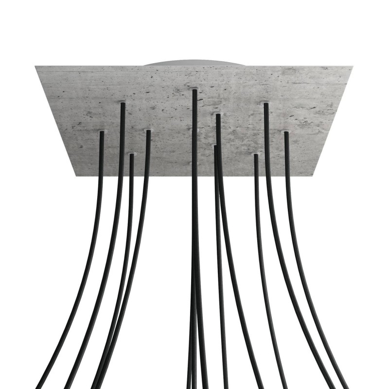 Levně creative cables Čtvercový stropní baldachýn ROSE ONE, 400 mm, 12 otvorů a 4 boční otvory Barva komponentu: Beton, Barva montury: Bílá