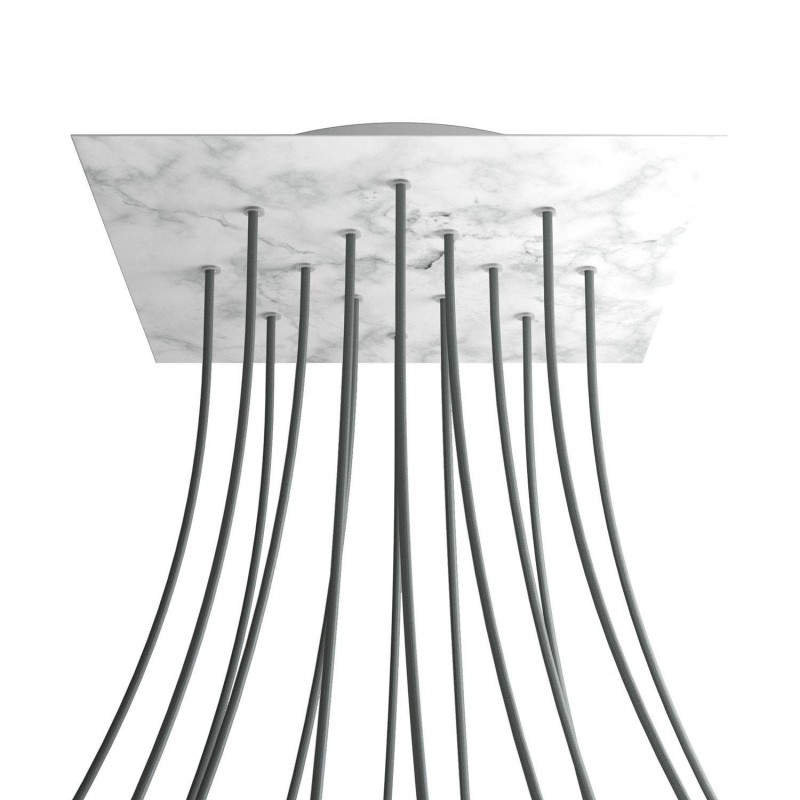 Levně creative cables Čtvercový stropní baldachýn ROSE ONE, 400 mm, 14 otvorů a 4 boční otvory Barva komponentu: Mramor carara, Barva montury: Bílá
