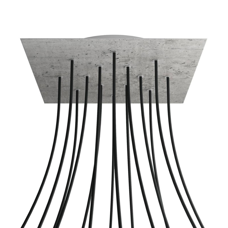Levně creative cables Čtvercový stropní baldachýn ROSE ONE, 400 mm, 14 otvorů a 4 boční otvory Barva komponentu: Beton, Barva montury: Bílá