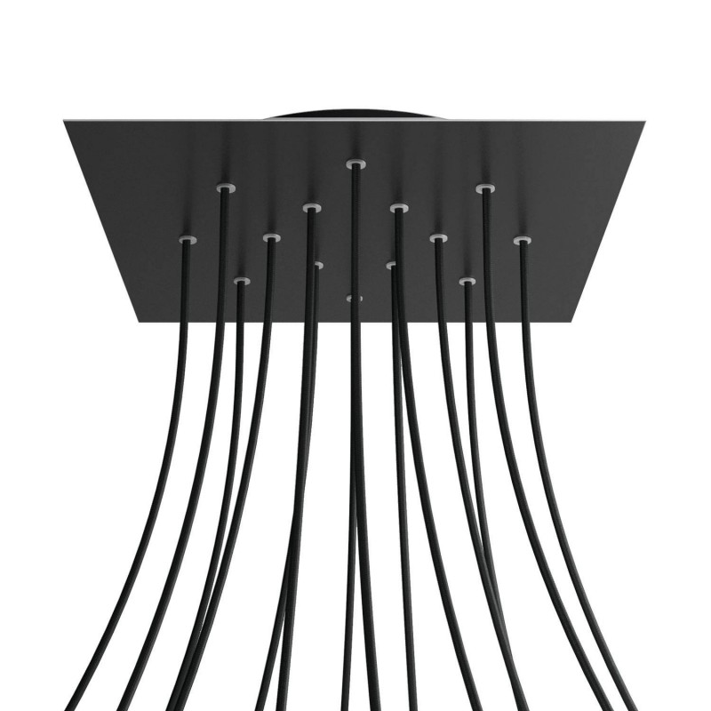 Levně creative cables Čtvercový stropní baldachýn ROSE ONE, 400 mm, 14 otvorů a 4 boční otvory Barva komponentu: Matná černá, Barva montury: Černá