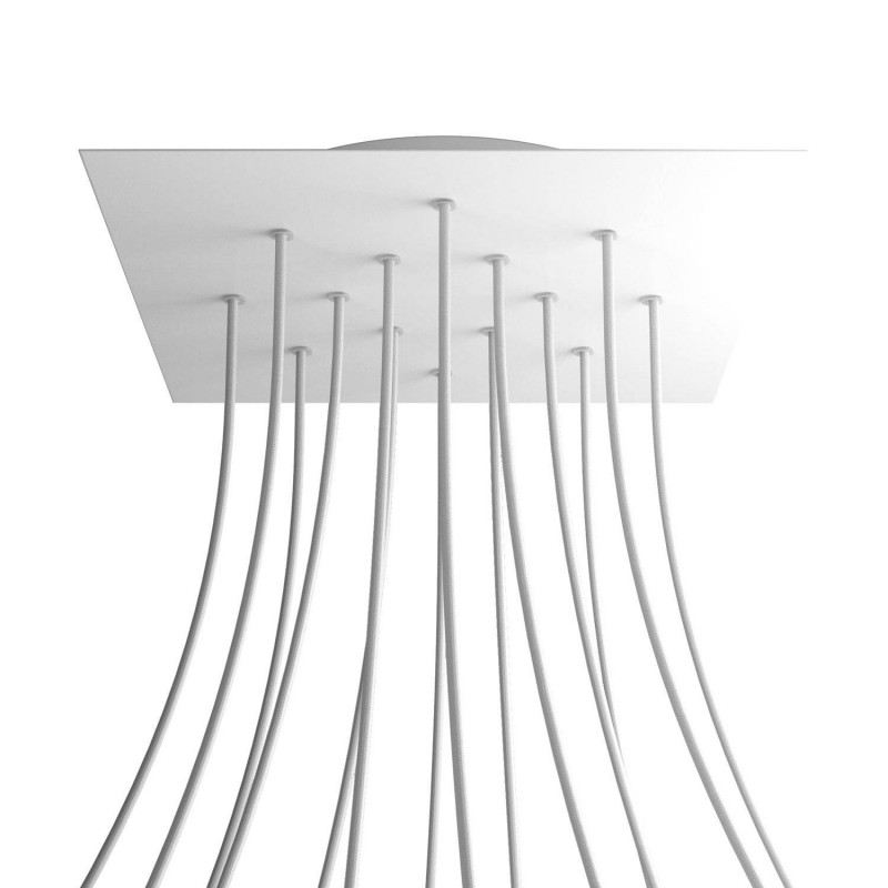Levně creative cables Čtvercový stropní baldachýn ROSE ONE, 400 mm, 14 otvorů a 4 boční otvory Barva komponentu: Matná bílá, Barva montury: Bílá