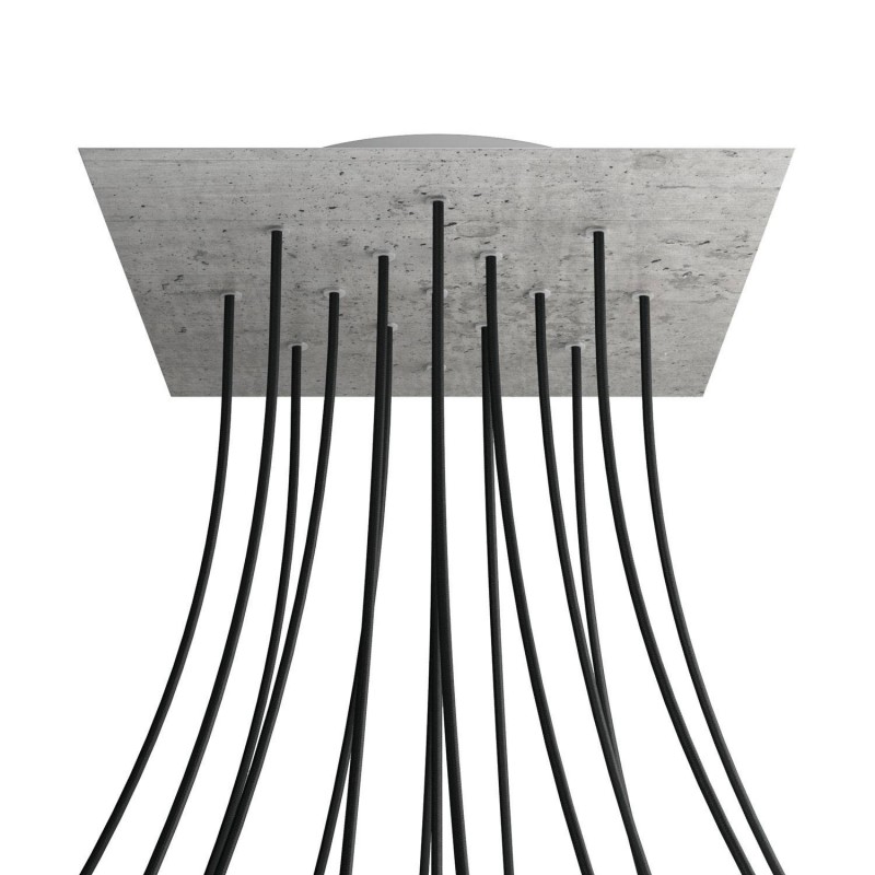 Levně creative cables Čtvercový stropní baldachýn ROSE ONE, 400 mm, 15 otvorů a 4 boční otvory Barva komponentu: Beton, Barva montury: Bílá