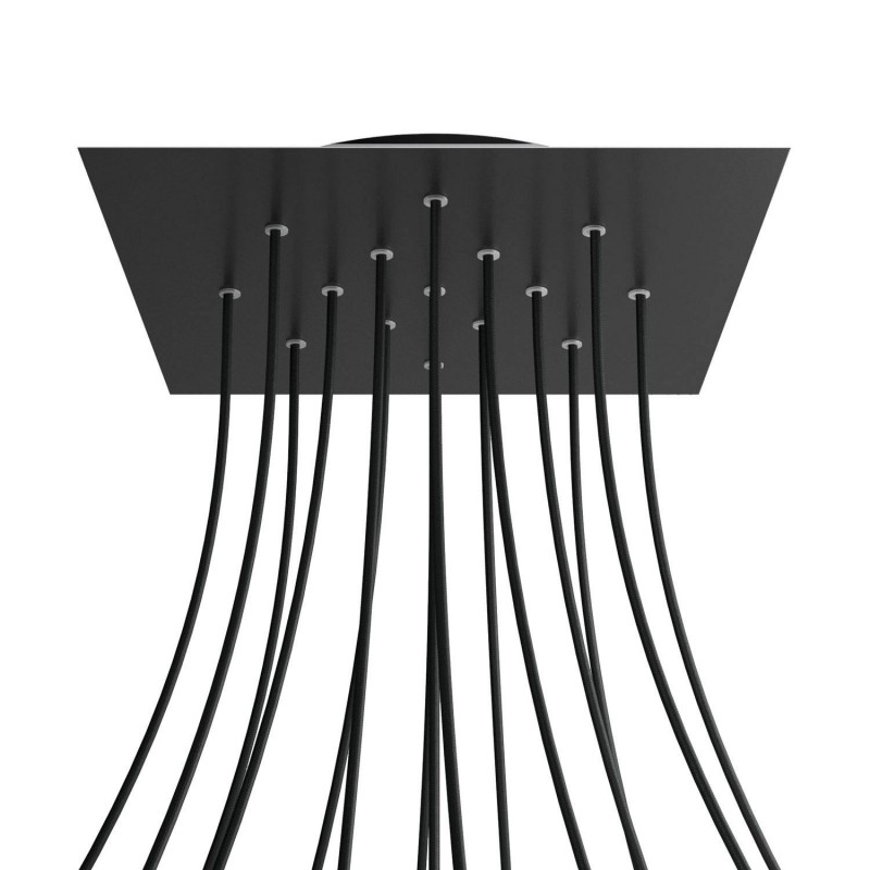 Levně creative cables Čtvercový stropní baldachýn ROSE ONE, 400 mm, 15 otvorů a 4 boční otvory Barva komponentu: Matná černá, Barva montury: Černá