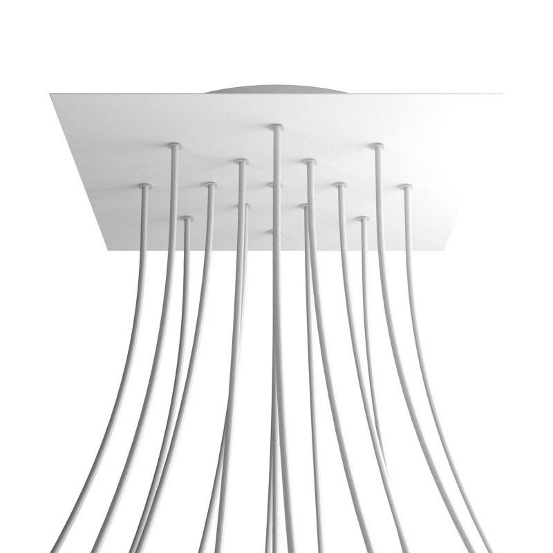 Levně creative cables Čtvercový stropní baldachýn ROSE ONE, 400 mm, 15 otvorů a 4 boční otvory Barva komponentu: Matná bílá, Barva montury: Bílá