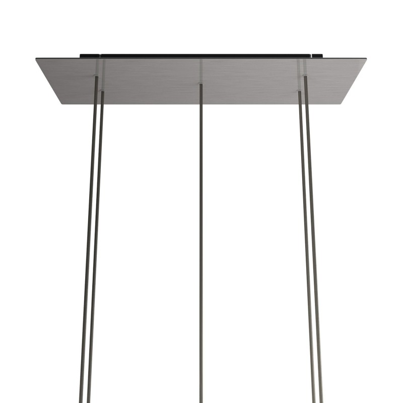 creative cables Obdélníkový XXL stropní baldachýn ROSE ONE, 675 x 225 mm, 5 otvorů Barva komponentu: Hladký ocelový dibond, Barva montury: Černá