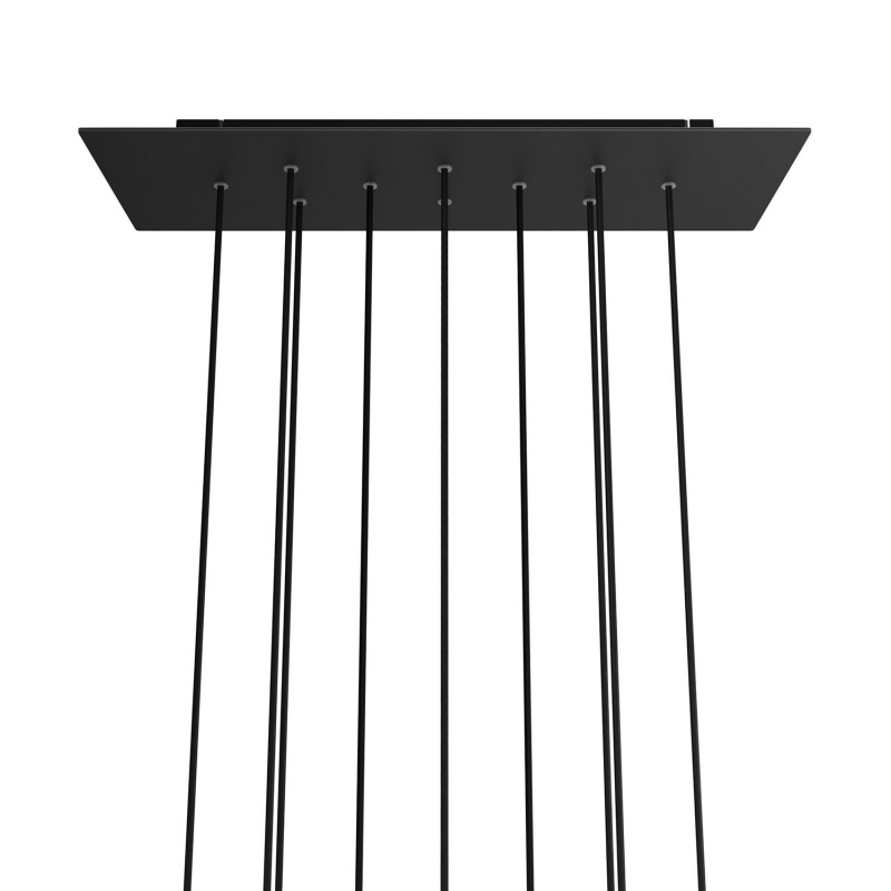 creative cables Obdélníkový XXL stropní baldachýn ROSE ONE, 675 x 225 mm, 10 otvorů Barva komponentu: Matná černá dibond, Barva montury: Černá