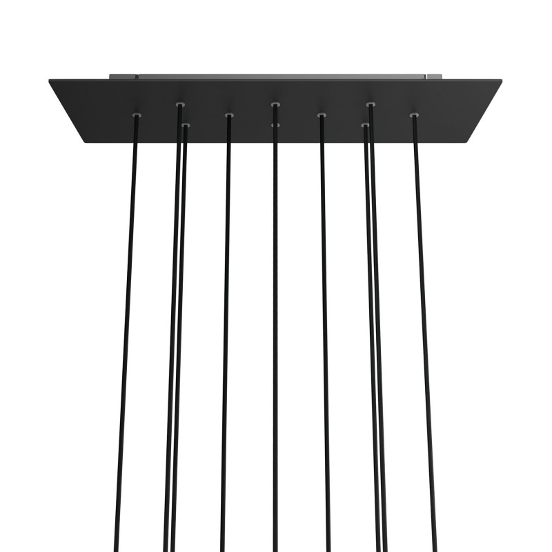 creative cables Obdélníkový XXL stropní baldachýn ROSE ONE, 675 x 225 mm, 10 otvorů Barva komponentu: Matná černá dibond, Barva montury: Bílá