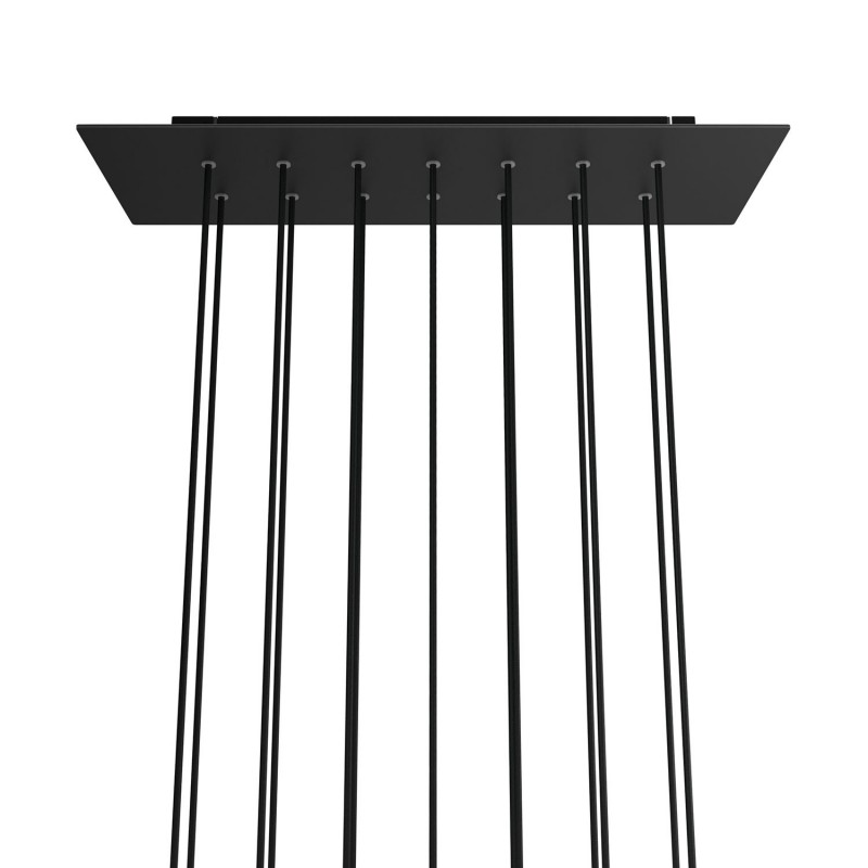 creative cables Obdélníkový XXL stropní baldachýn ROSE ONE, 675 x 225 mm, 14 otvorů Barva komponentu: Matná černá dibond, Barva montury: Černá