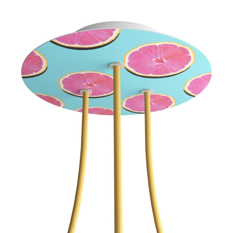 creative cables Kruhový stropní baldachýn ROSE ONE, 200 mm, 3 otvory a 4 boční otvory Barva komponentu: Orange