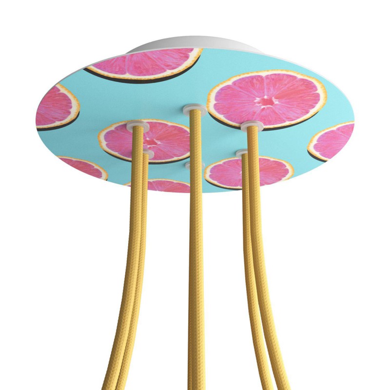 creative cables Kruhový stropní baldachýn ROSE ONE, 200 mm, 6 otvorů a 4 boční otvory Barva komponentu: Orange