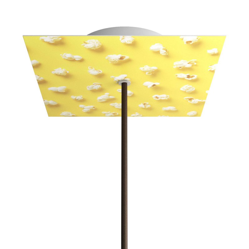 creative cables Čtvercový stropní baldachýn ROSE ONE, 200 mm, 1 otvor a 4 boční otvory Barva komponentu: Pop corn