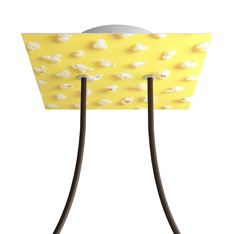 creative cables Čtvercový stropní baldachýn ROSE ONE, 200 mm, 2 otvory a 4 boční otvory Barva komponentu: Pop corn