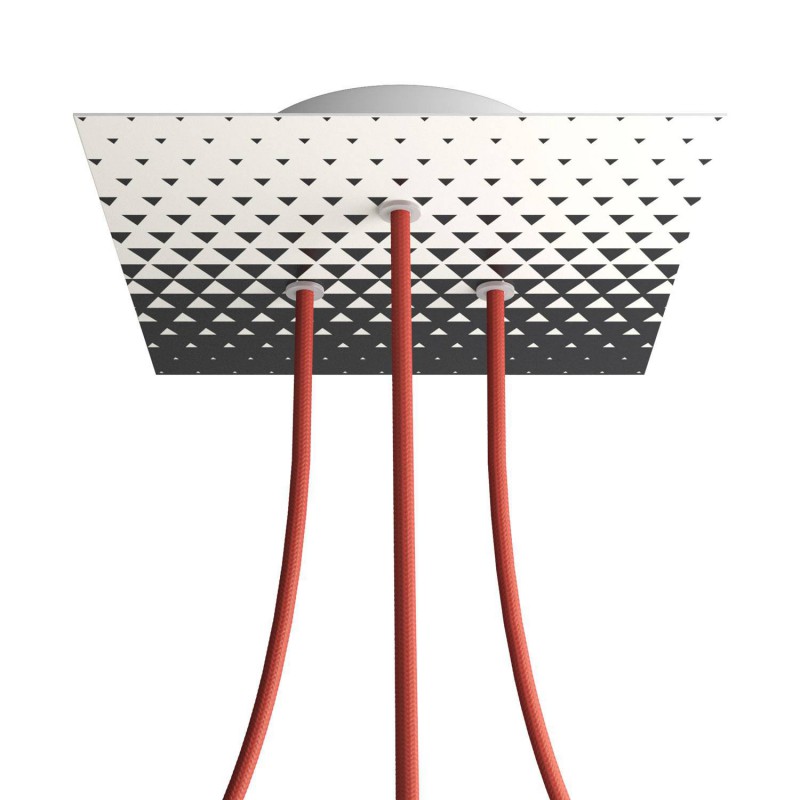 creative cables Čtvercový stropní baldachýn ROSE ONE, 200 mm, 3 otvory a 4 boční otvory Barva komponentu: Triangle
