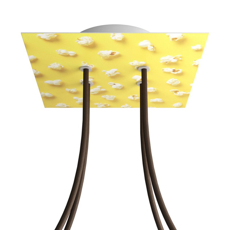 creative cables Čtvercový stropní baldachýn ROSE ONE, 200 mm, 4 otvory a 4 boční otvory Barva komponentu: Pop corn