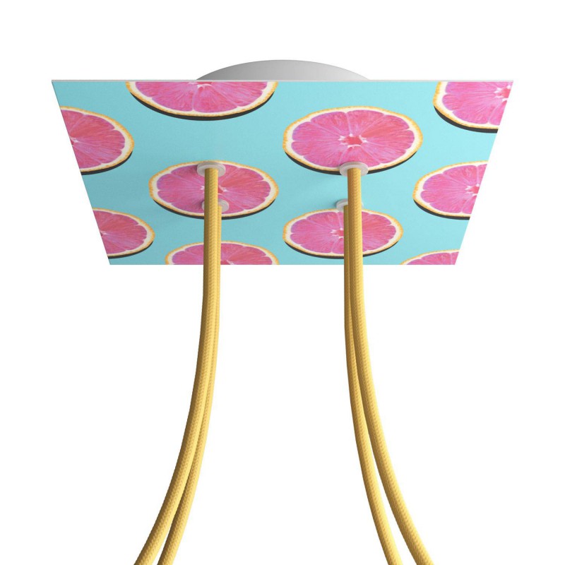 creative cables Čtvercový stropní baldachýn ROSE ONE, 200 mm, 4 otvory a 4 boční otvory Barva komponentu: Orange