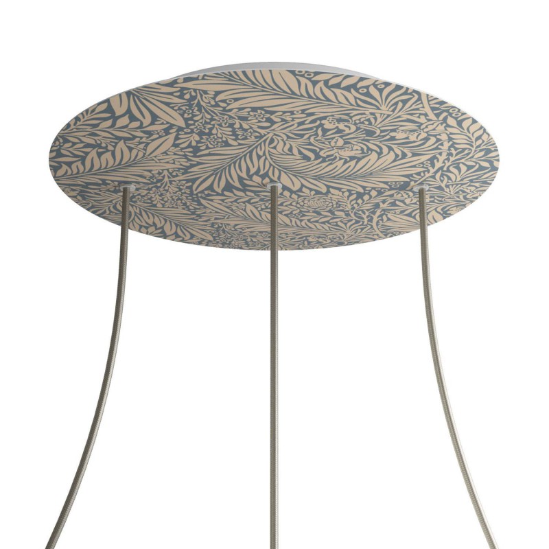 creative cables Kruhový stropní baldachýn ROSE ONE, 400 mm, 3 otvory a 4 boční otvory - lineární Barva komponentu: Damasco