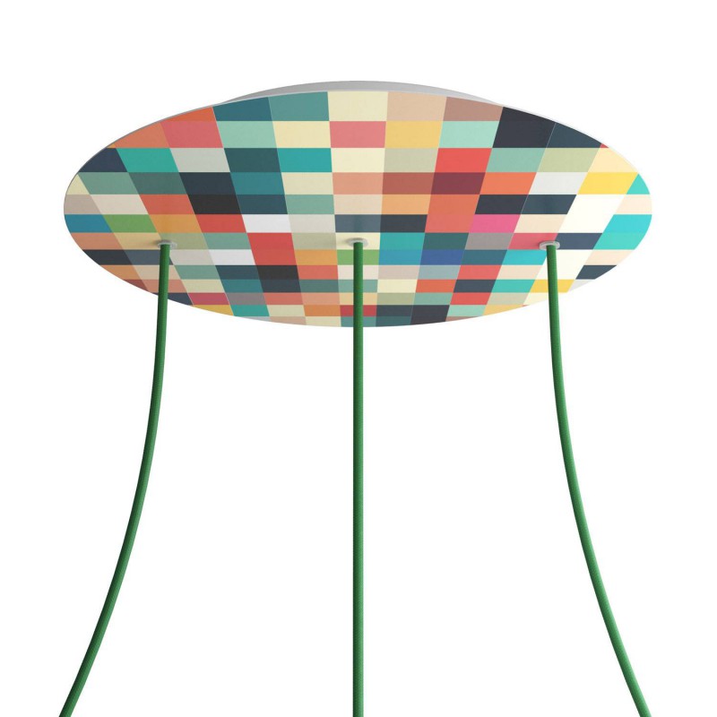 creative cables Kruhový stropní baldachýn ROSE ONE, 400 mm, 3 otvory a 4 boční otvory - lineární Barva komponentu: Palette