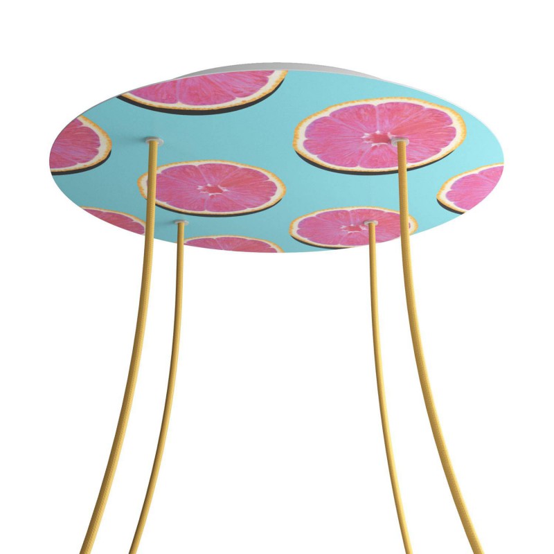 creative cables Kruhový stropní baldachýn ROSE ONE, 400 mm, 4 otvory a 4 boční otvory Barva komponentu: Orange