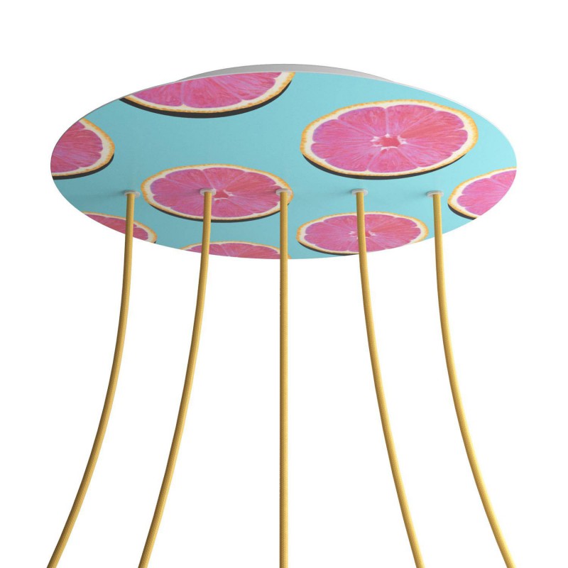 creative cables Kruhový stropní baldachýn ROSE ONE, 400 mm, 5 otvorů a 4 boční otvory - lineární Barva komponentu: Orange