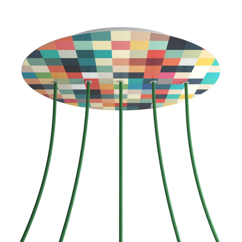 creative cables Kruhový stropní baldachýn ROSE ONE, 400 mm, 5 otvorů a 4 boční otvory - lineární Barva komponentu: Palette