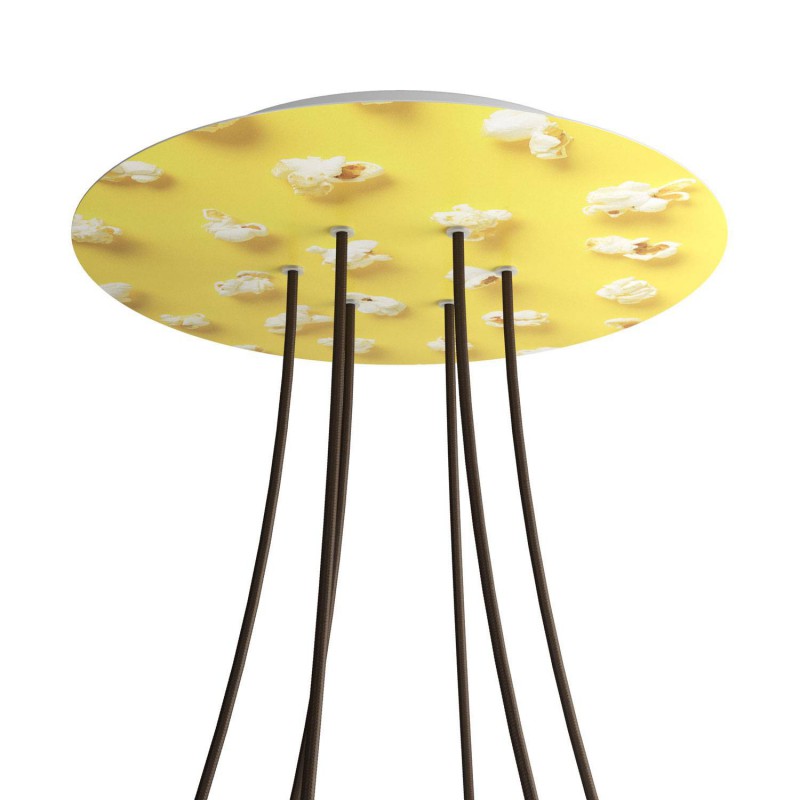 creative cables Kruhový stropní baldachýn ROSE ONE, 400 mm, 6 otvorů a 4 boční otvory Barva komponentu: Pop corn