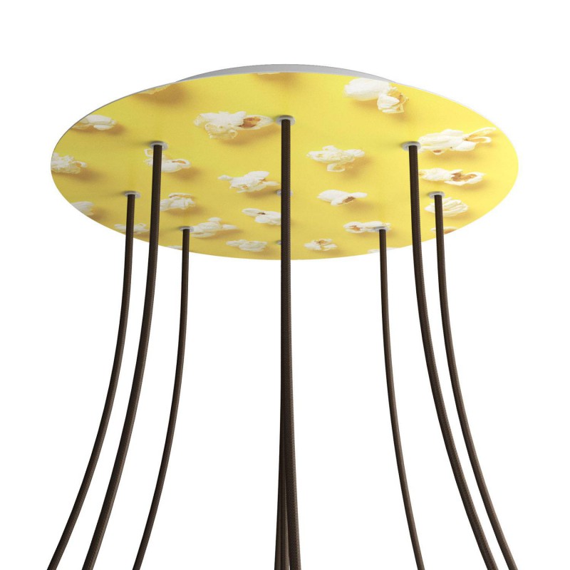 creative cables Kruhový stropní baldachýn ROSE ONE, 400 mm, 9 otvorů a 4 boční otvory Barva komponentu: Pop corn