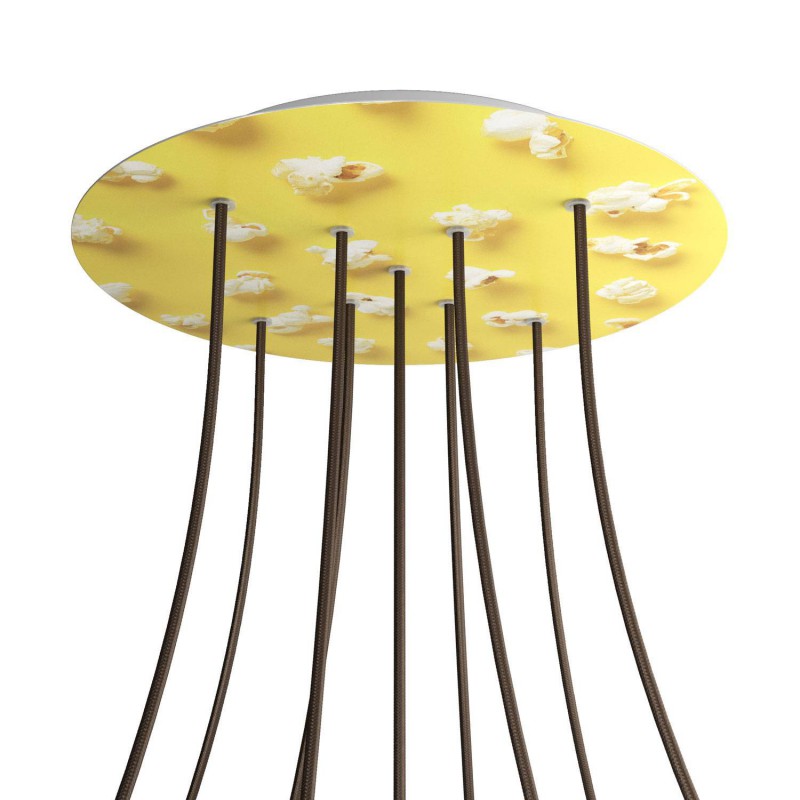 creative cables Kruhový stropní baldachýn ROSE ONE, 400 mm, 9 otvorů a 4 boční otvory - tvar X Barva komponentu: Pop corn