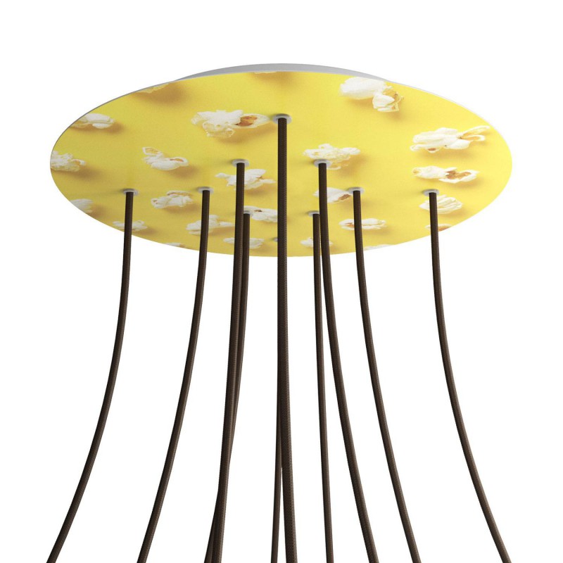 creative cables Kruhový stropní baldachýn ROSE ONE, 400 mm, 10 otvorů a 4 boční otvory Barva komponentu: Pop corn