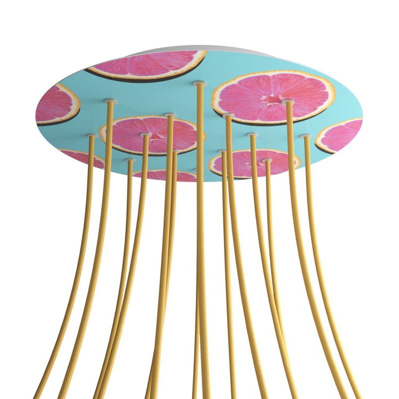 creative cables Kruhový stropní baldachýn ROSE ONE, 400 mm, 14 otvorů a 4 boční otvory Barva komponentu: Orange