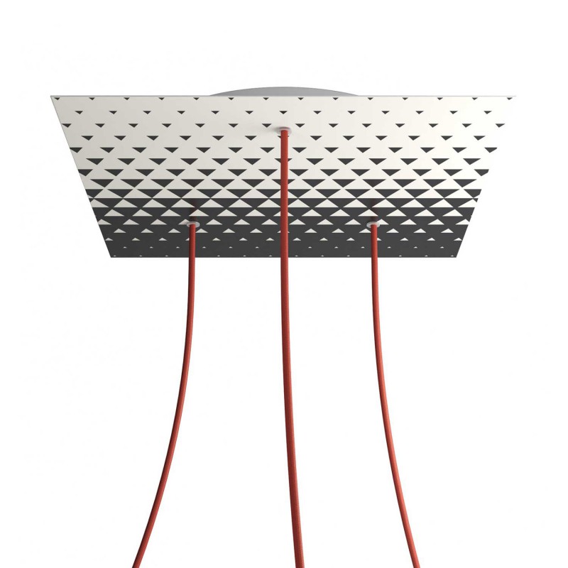 Levně creative cables Čtvercový stropní baldachýn ROSE ONE, 400 mm, 3 otvory a 4 boční otvory Barva komponentu: Triangle